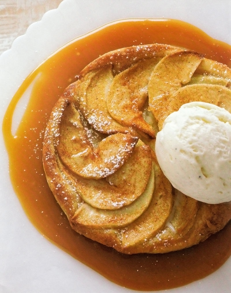 Apple Tart With Caramel Sauce & Vanilla Ice Cream