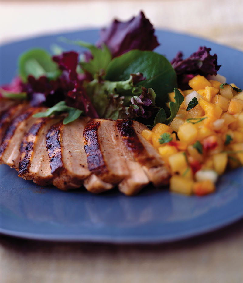 Blackened Chicken Breast with Fruit Salsa & Greens