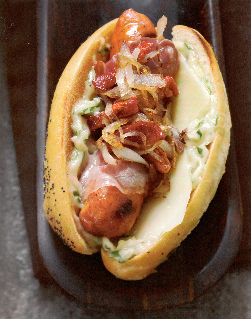 Grilled Andouille Sausage with Prosciutto & Gruyere